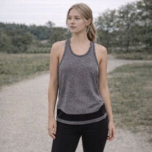 Lululemon Cool Racerback Mesh Hem Tank Black White Speckle Yoga Run